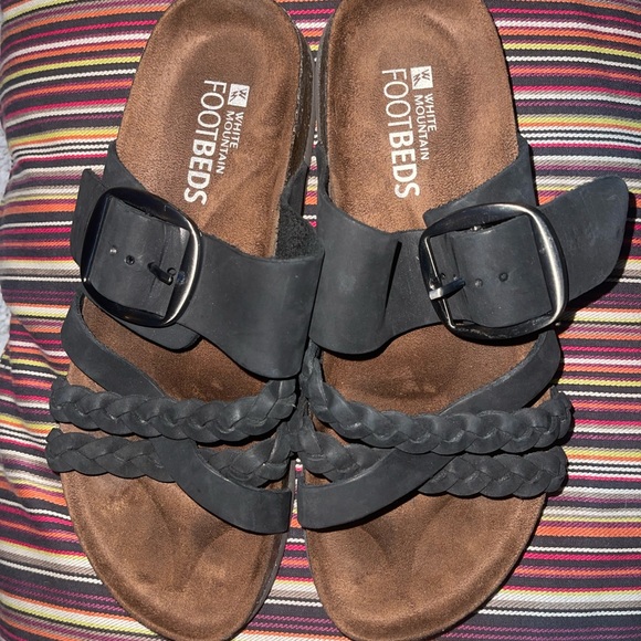 White mountain nwot! black side 8 slide buckle sandals - Picture 7 of 8